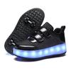New Runaway Shoes, Girls Four-wheel Pulley Shoes USB Charging Luminous Shoes Skates Invisible Wheels Shoes Double Wheels