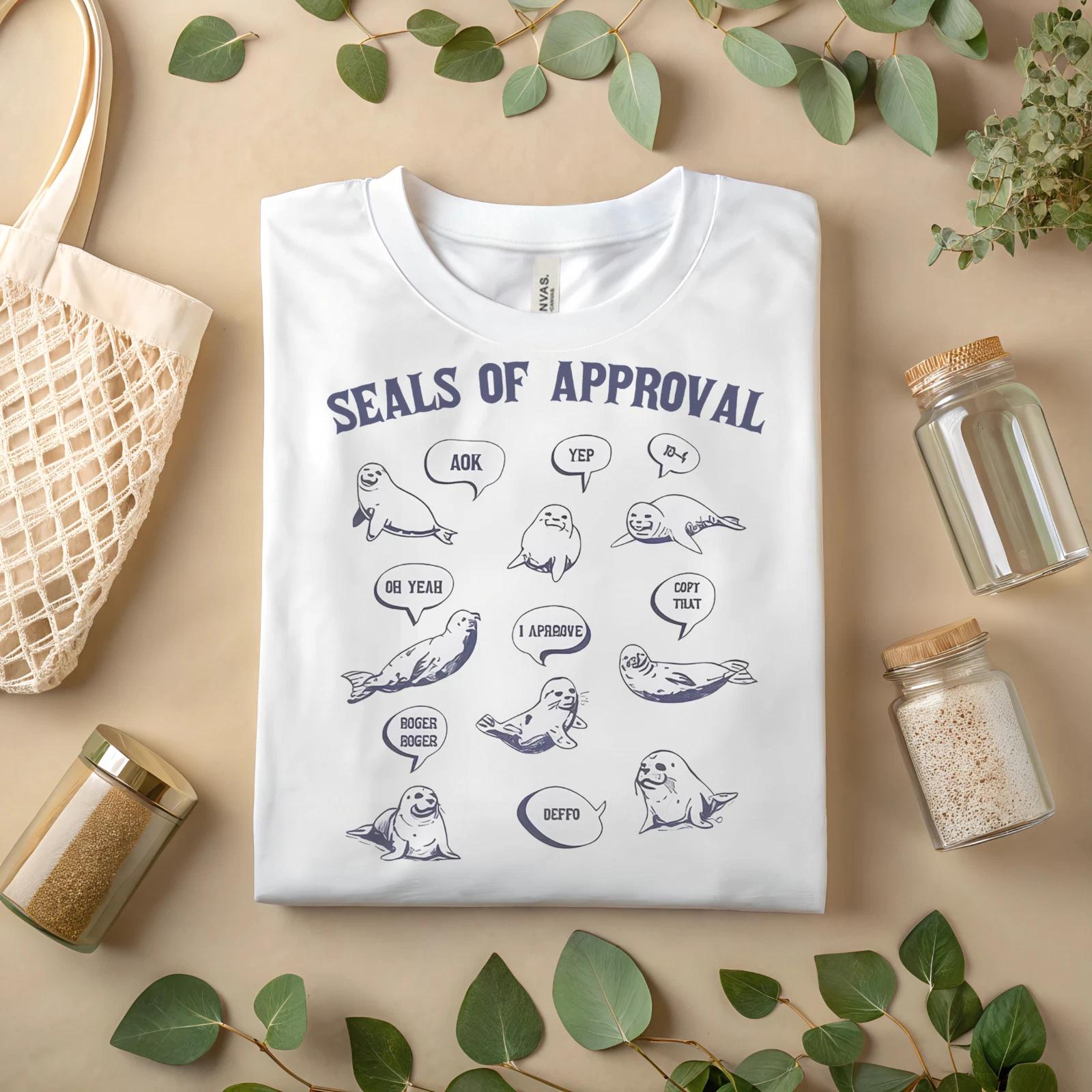 Seals of Approval Funny Seal Graphic T-Shirt Cute Animal Pun Humor Tee A54 S