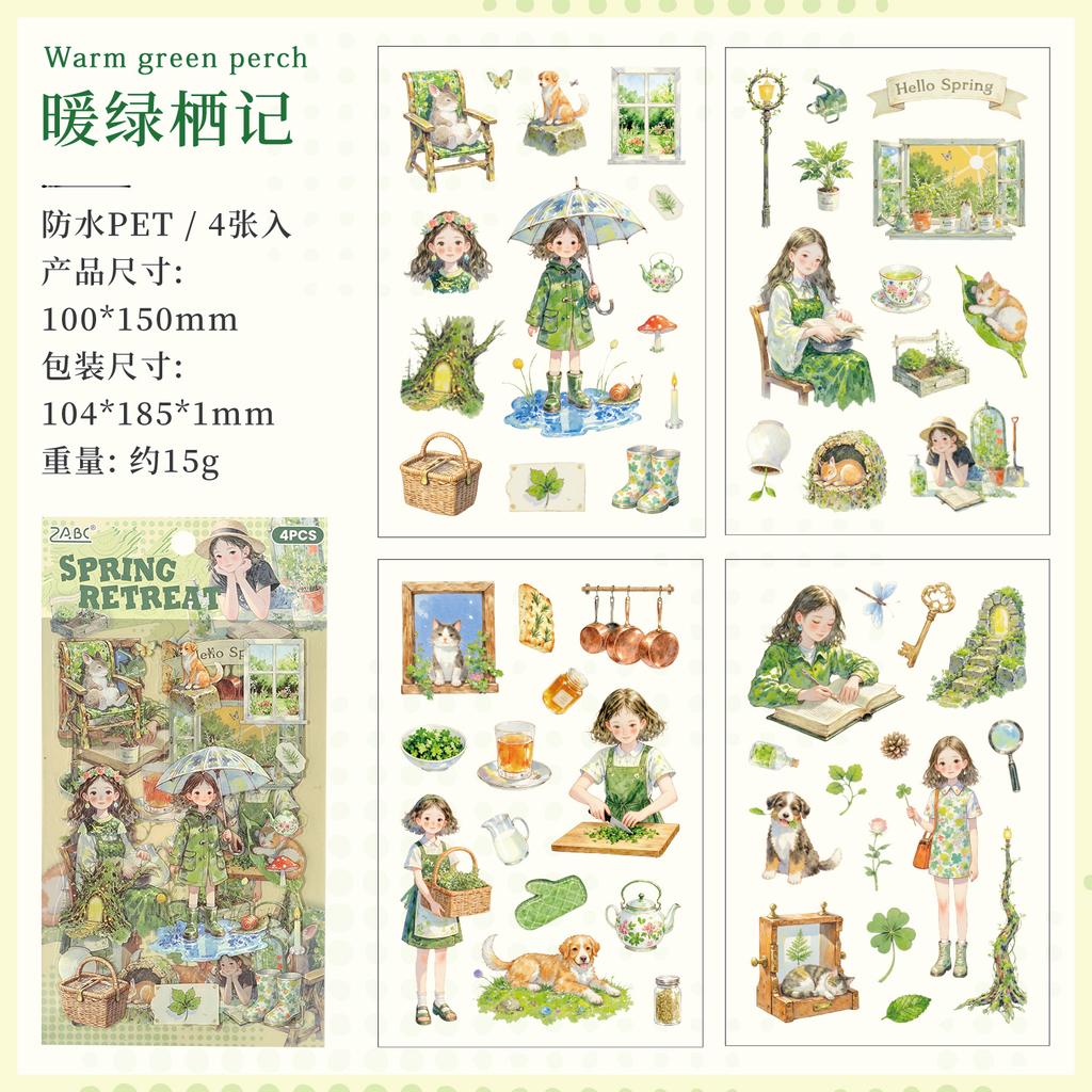 4/24sheets Kawaii Little Girl's Daily Life PET Die Cut Stickers DIY Diary Phone Case Aesthetics Stationery Stickers