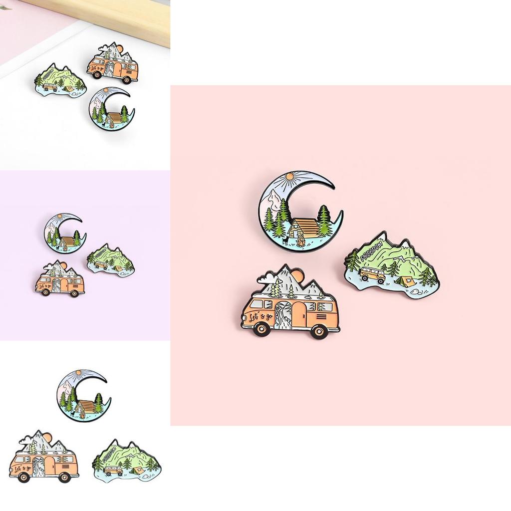 Elegant Mountain Themed Brooch With Colorful Enamel Coating Ideal For Fashion Accessories