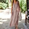Women Dresses 2026  New Summer Cotton Linen Solid Color Fashion V Neck Sleeveless Long Dresses Women's Clothing Vestidoes