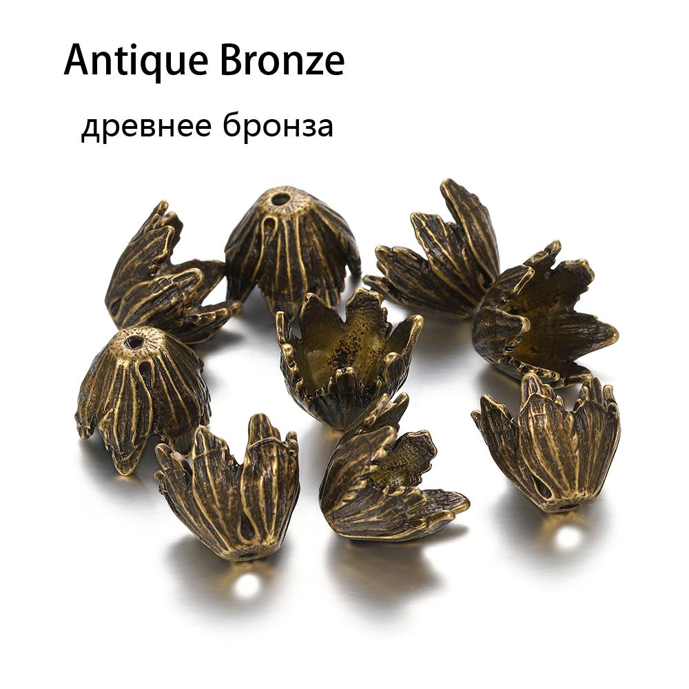 2Pcs Alloy Hollow Flower Beads Caps Various Shapes End Caps Connectors For DIY Earring Jewelry Making Accessroies Supplies