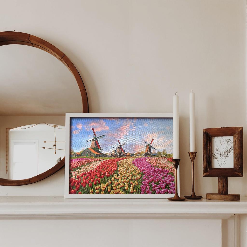 MISITU Micro Piece Jigsaw Puzzle, 1000 Pieces, Landscape, Nature, Flowers, Flower Garden, Windmill, Gift, Birthday, Christmas, Stylish, Interior,