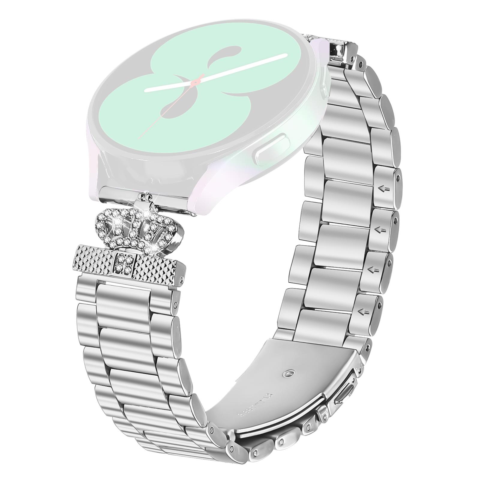 

For Gabb Watch 1 Stainless Steel Strap Crown Shape Rhinestone Decor Silver Watch Band As shown A