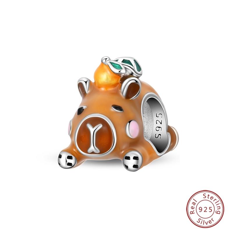 100% Copper Cat Elephant Capybara Bear Swan Easter Egg Love Charms Beads Fit 3Mm Original Bracelets Diy Jewelry