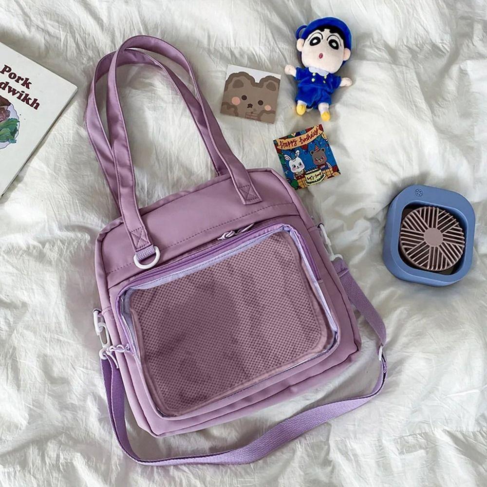 

Однотонные сумки через плечо Большой вместимости Сумка JK Японские нейлоновые сумки Девушки светло-фиолетовый