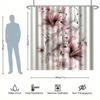 Pink and White Floral Shower Curtain Set - Featuring Musical Notes, Artistic Series,Waterproof Polyester, Modern Bathroom Decor