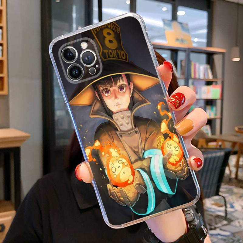 Pouzdro na telefon Fire Force pro iPhone 14 13 12 11 Pro Max XS X XR SE 2020 6 7 8 Plus Mini Průhledný kryt