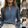 Women S Vintage Printed V Neck Long Sleeve Casual Blouse