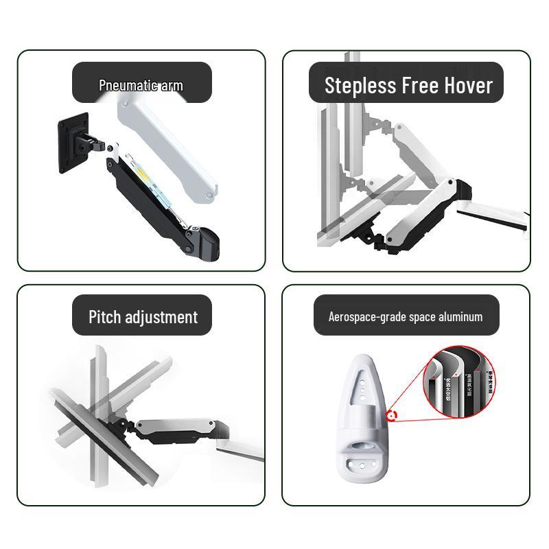 Dual Screen & Triple Screen Rotating Monitor Wall Mount with Lifting Pneumatic Arm