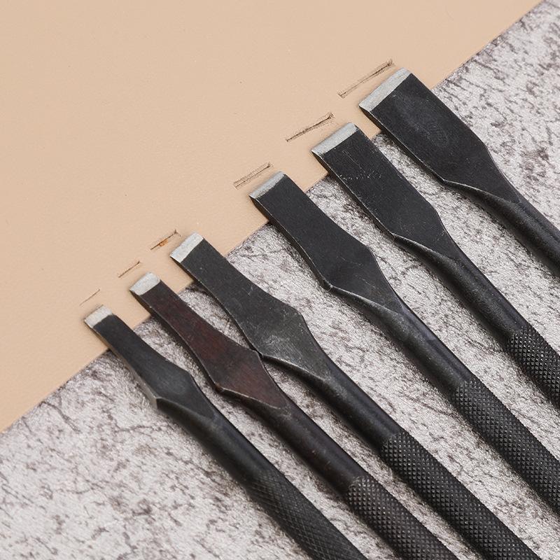 6pcs Leather Punch Set 3-12mm Flat Tip Straight Punch Hollow Cutter DIY Leather Craft Tool Belt Hole Punch Hand Tool Set