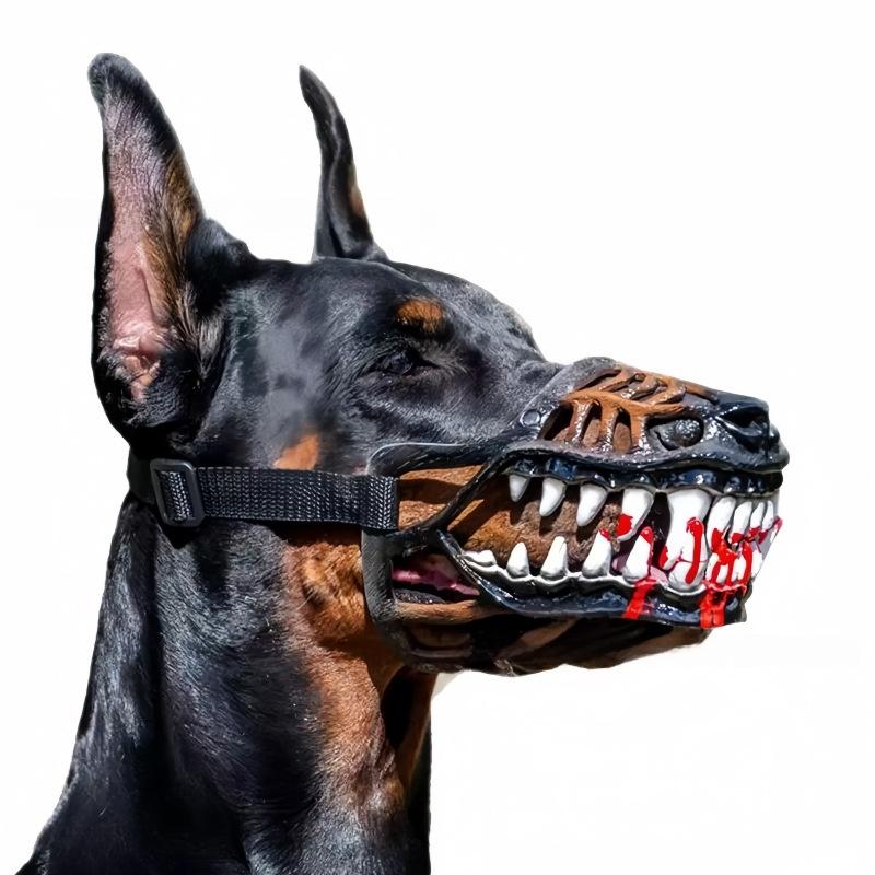 Horror Animal Muzzle with Bloody Fangs Latex Head Mask Halloween Haunted House Escape Room Prank Party Prop Supply