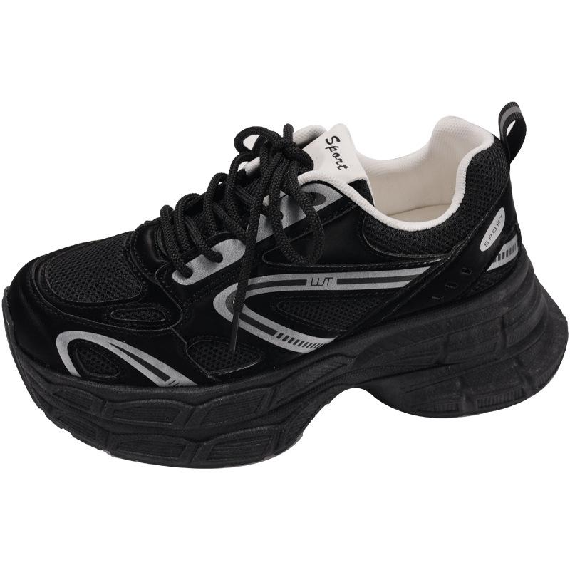 Dad Shoes Girl 2025 New Summer Thin Breathable Mesh Thick Sole Height Increasing Sports Versatile Lightweight Little White Shoes