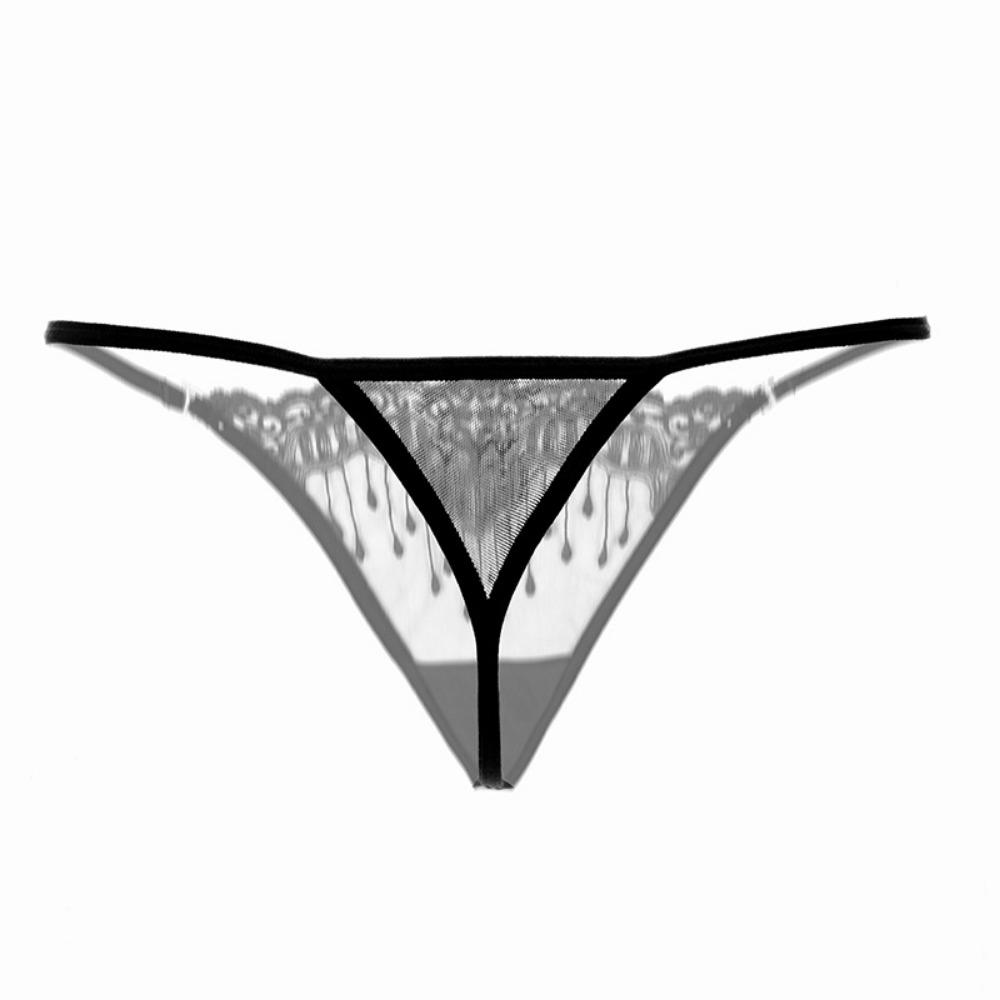 Big-name Embroidered Transparent Thong Women's Sexy Embroidered Panties with Thin Straps To Seduce Hot Girls T-pants 2153