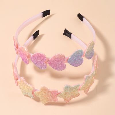 2 pz/set Cerchietto per capelli Stella Cuore Glitter Arcobaleno per Donne Ragazze Adorabile Festa Gradiente Cerchietti Copricapo Accessori per Capelli per Bambini
