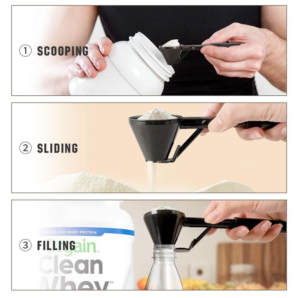 New Flling Coffee Scoop Funnel Sliding Design Long Handle Funnel Spoon Reusable Powder Funnel Scoop Kitchen Gadgets