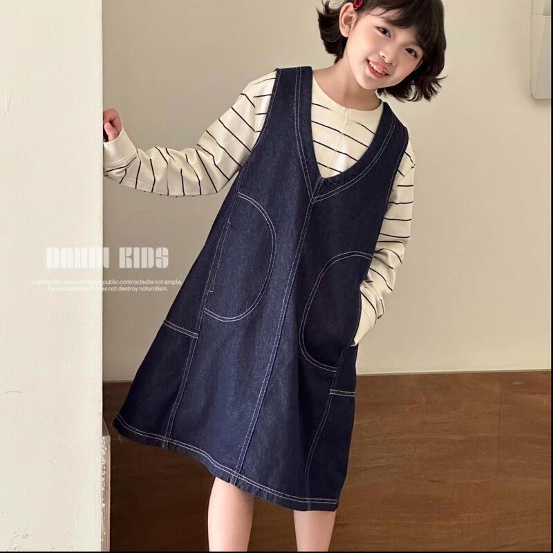 

Модное джинсовое платье-жилет для девочек 130