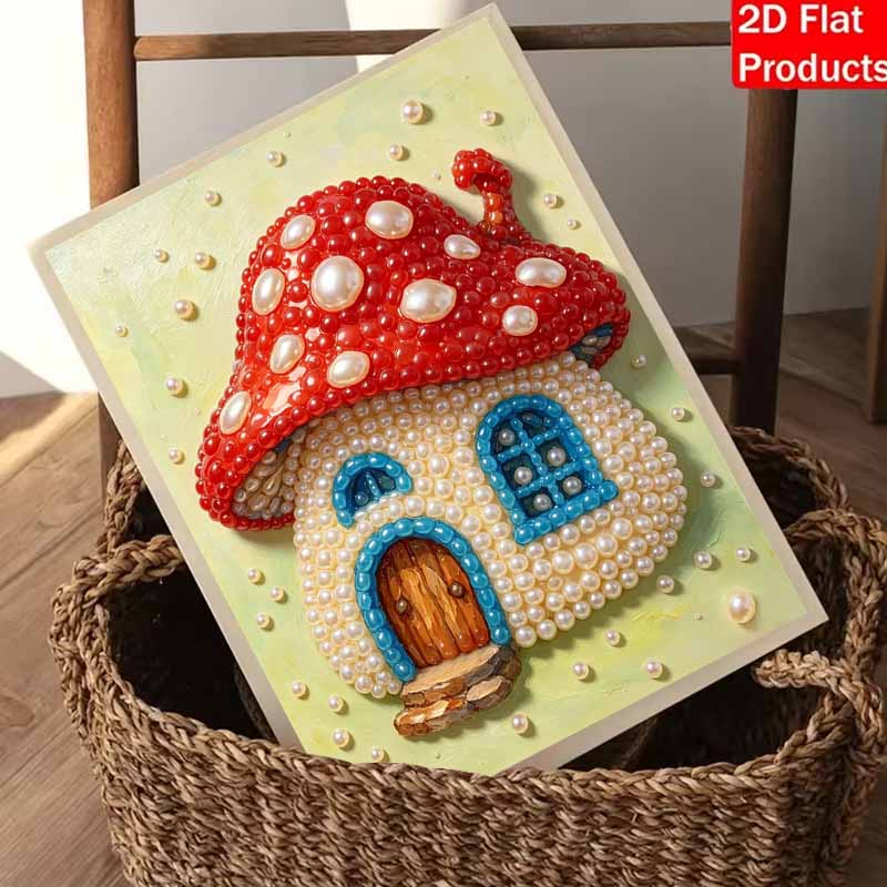 Perlenmalerei Kunst Handgemachtes Pilzhaus DIY Perlen Dekoration Malerei
