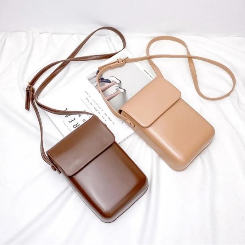 Umhängetaschen für Damen mit Klappe, Mini-Schultertaschen aus PU-Leder und Handtaschen für Mädchen, Damentelefon, einfache, solide Designertasche