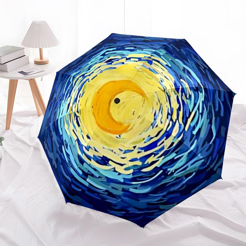 1pc Cosmic Swirl Automatic Umbrella - Automatic Opening And Closing, Sturdy Iron Frame, Portable Folding Design Yy251018192