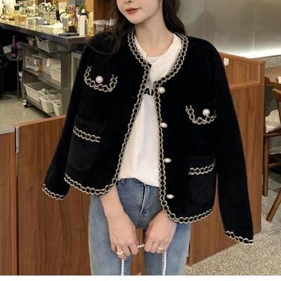 Modisch Vielseitig Die Saison Frühling Herbst Winter Leichter Wollmantel Lockerer Strickjacken-Stil Koreanischer Prominenter Elegan