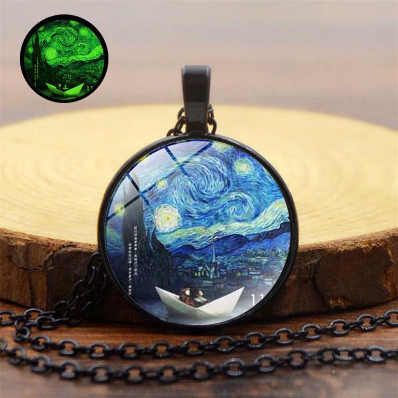 Unisex Gogh Van Starry Night Necklace Inspired By Classic Art And Modern Fashion