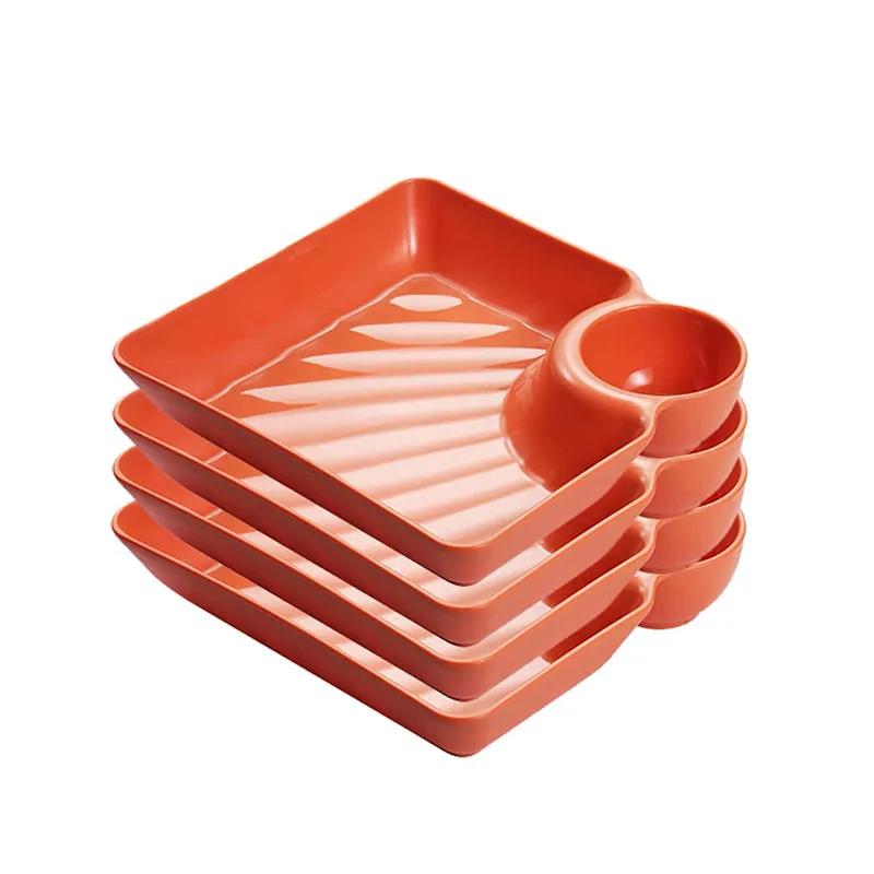 

4pcs Dumpling dish dip dish, fried chicken plate home creative plastic dishes dumpling оранжевый
