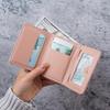 Women'S Wallet Tri Fold Card Bag Pu Multi Objects Pocket Short  Embroidered Love Pattern Korean Minimalist