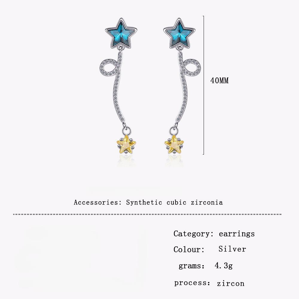 Meteor Earrings Sweet Long Five-pointed Star Zircon Mini Earrings
