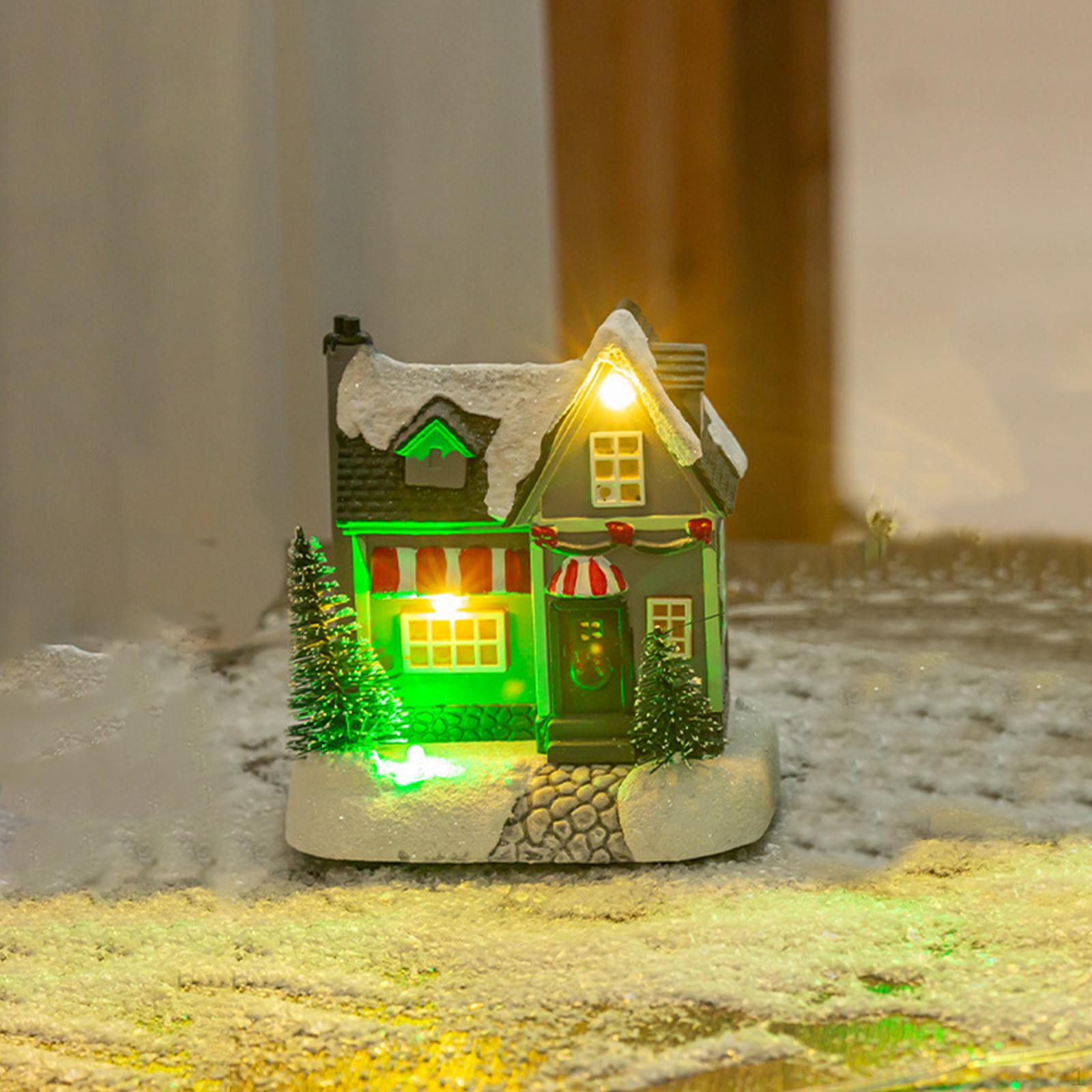 

Освещенная рождественская деревня со светодиодными огнями, центральная часть стола, декоративный домик, для дома, B