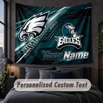 Custom Name Text Tapestry,Philadelphia Eagles Decorative Wall Hanging, Background Tapestry For Home Bedroom