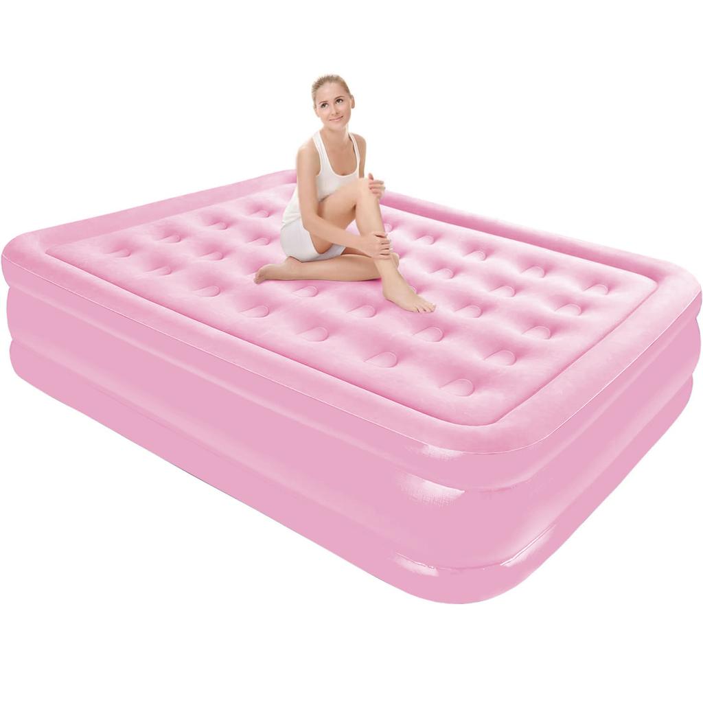 Air Mattress with Built In Pump Blow Up Bed with Pillow Elevated Inflatable Air Mattress for Home Guest Outdoor Camping Bed