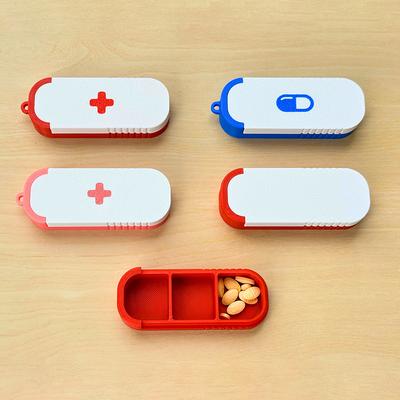 3 Compartment Sliding Pill Box With Keychain Sliding Lid Pill Holder Portable Travel Daily Medication Management