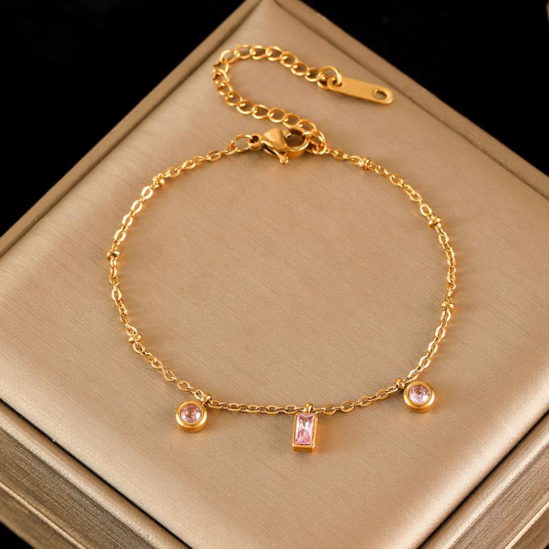 

EILIECK 316L Stainless Steel Colorful Flower Heart Cubic Zirconia Bracelet Bangle for Women Fashion Wrist Chain Delicate Jewelry