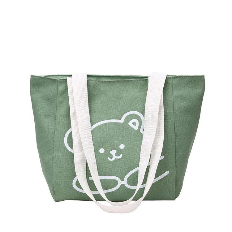 Beautifully Designed Medium Size Solid Color Canvas Shoulder Bag For Stylish Women Green