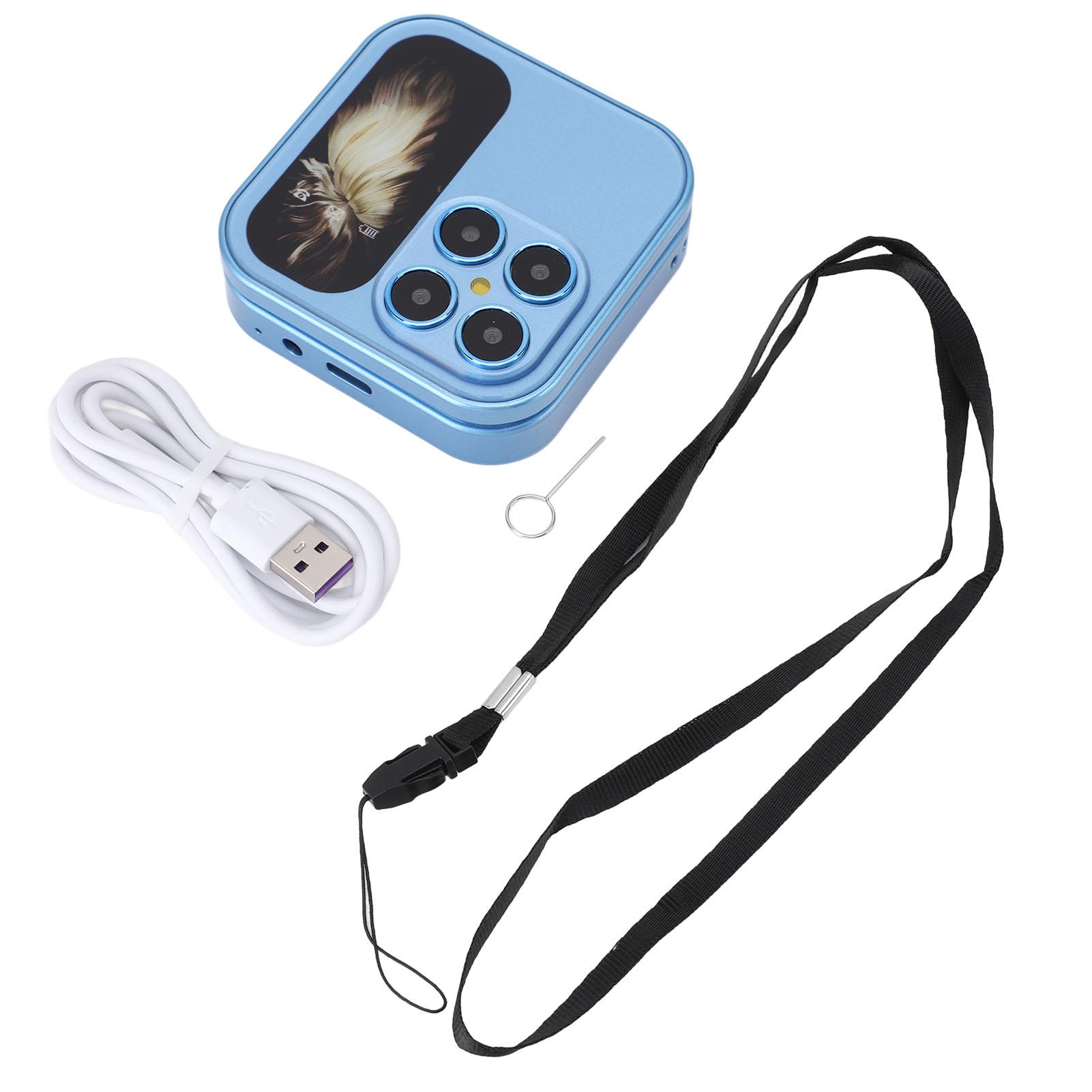 

2G раскладной крошечный сотовый телефон для пожилых людей с двумя Nano SIM-картами, FM-радио, медиаплеером, светодиодным фонариком и HD-камерой заднего вида Blue