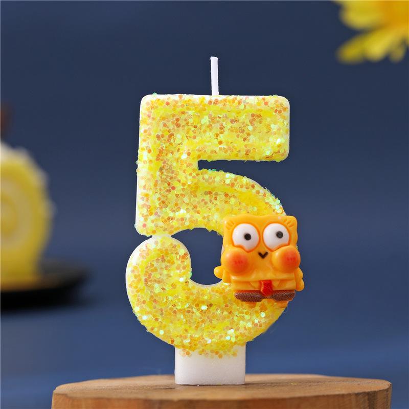 SpongeBob Digital First Birthday Glitter Candle