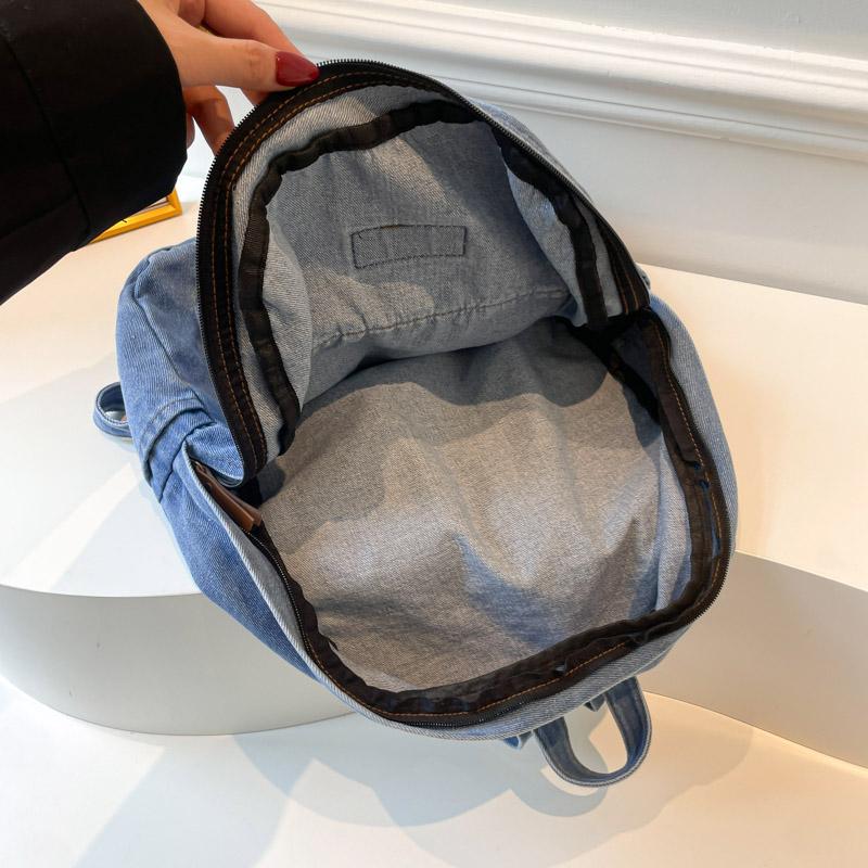 Denim Ryggsäck Dam Ryggsäck med stor kapacitet Student Skolväska