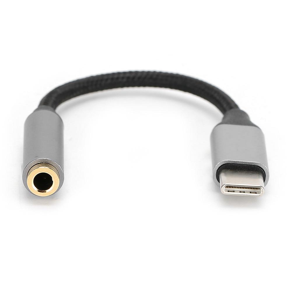 D0101 USBC Typ C Adaptérový port na 3,5MM Aux Audio Jack Kabel pro sluchátka USB(Šedá )
