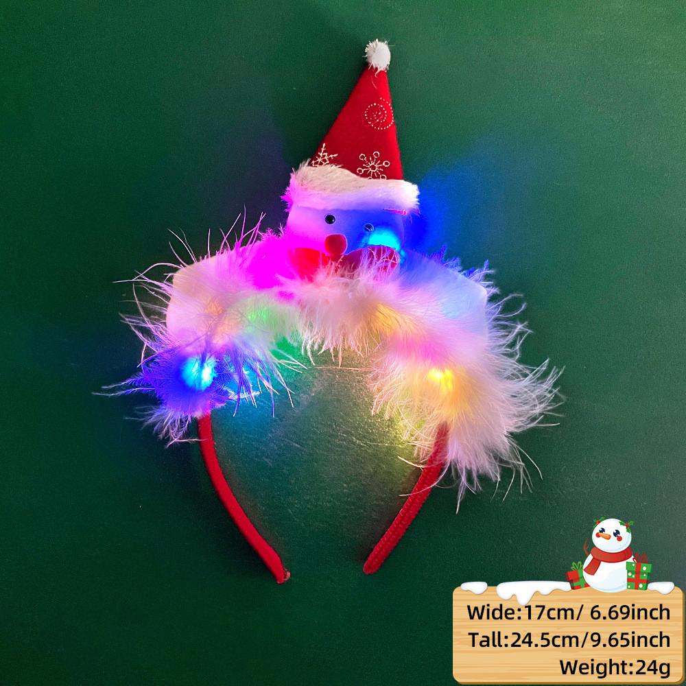 Unique And Colorful Christmas Antler Headband With Soft Plush And Lights For Creative Outfits Party