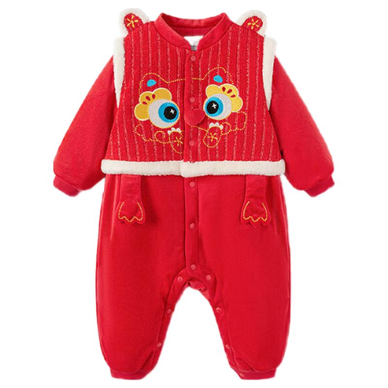 Balabala Newborn Padded Red New Year Romper 73