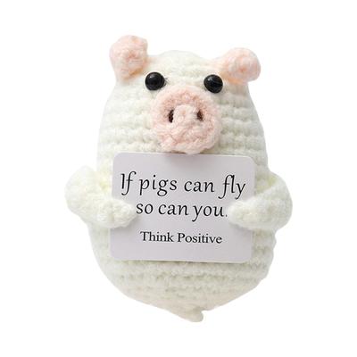 Funny Gifts Positive Pig, Pig Crochet Doll With Unique Positive Card Funny Birthday Gifts For Women,Friend Gifts For Women(Positive Pig)