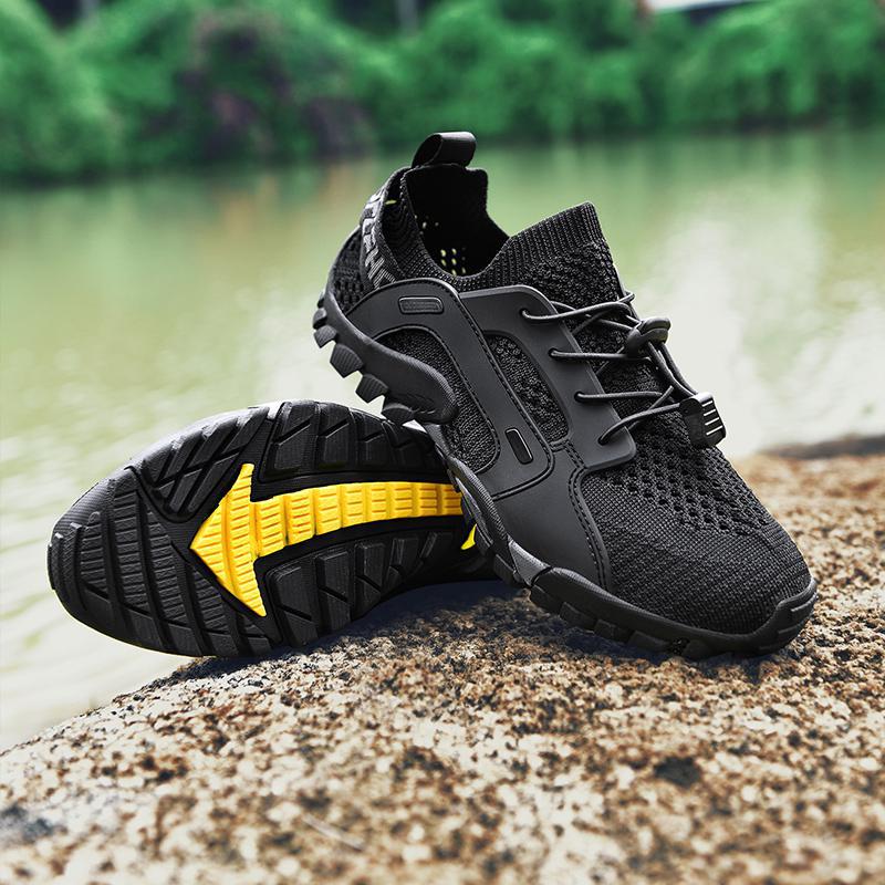 Large Size Outdoor Mountaineering and Creek Walking Shoes Outdoor Casual Fishing Shoes Running Lightweight Flying Woven Shoes Non-slip Quick-drying
