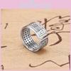 Vintage koperen alfabetring, unisex, verstelbare open ring met zeswoordige mantra, groothandel.