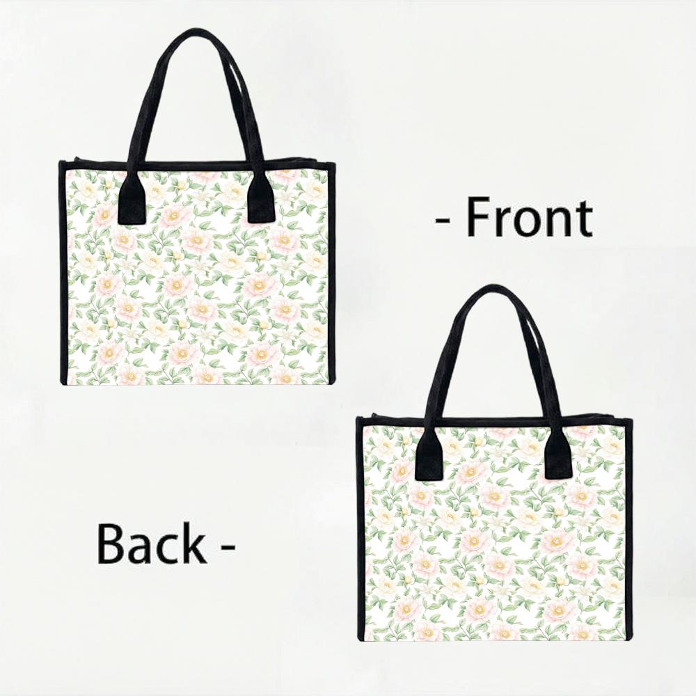 Floral Tote Bag Casual Large Capacity Shoulder Bag for Daily Shopping Travel