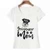 Sommer T-skjorte for kvinner Vintage mote Schnauzer Mamma Print T-skjorte Kvinne Uformelle topper Søt