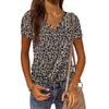 Women Short Sleeve T-Shirts Camo Print V-Neck Tops Summer Sports Loose Tee Female Street Green T-Shirt