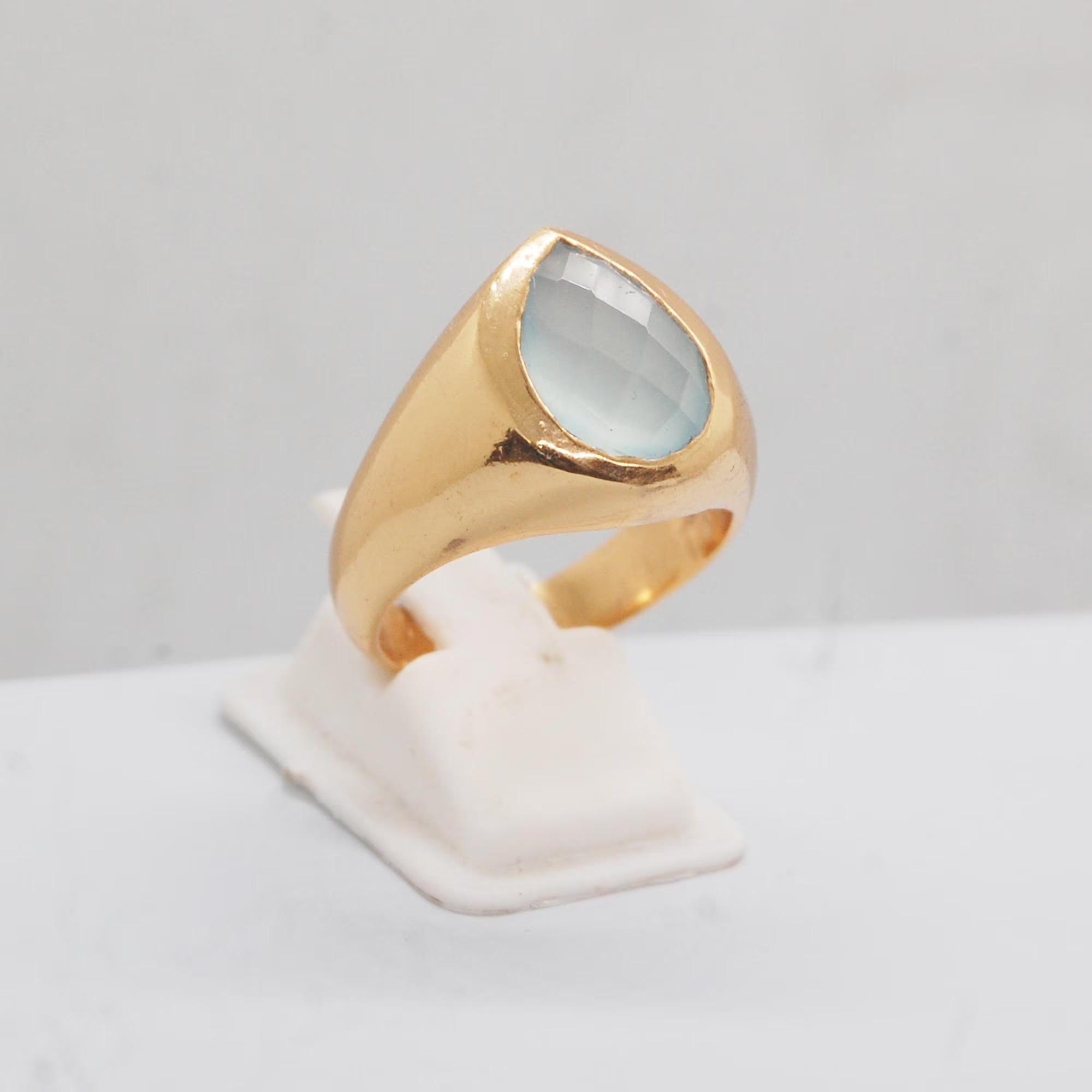 

Rose Cut Aquamarine Gemstone Sterling Silver Yellow Gold Fill Ring Jewelry, Handmade Aquamarine Ring 10 золотий жовтий колір