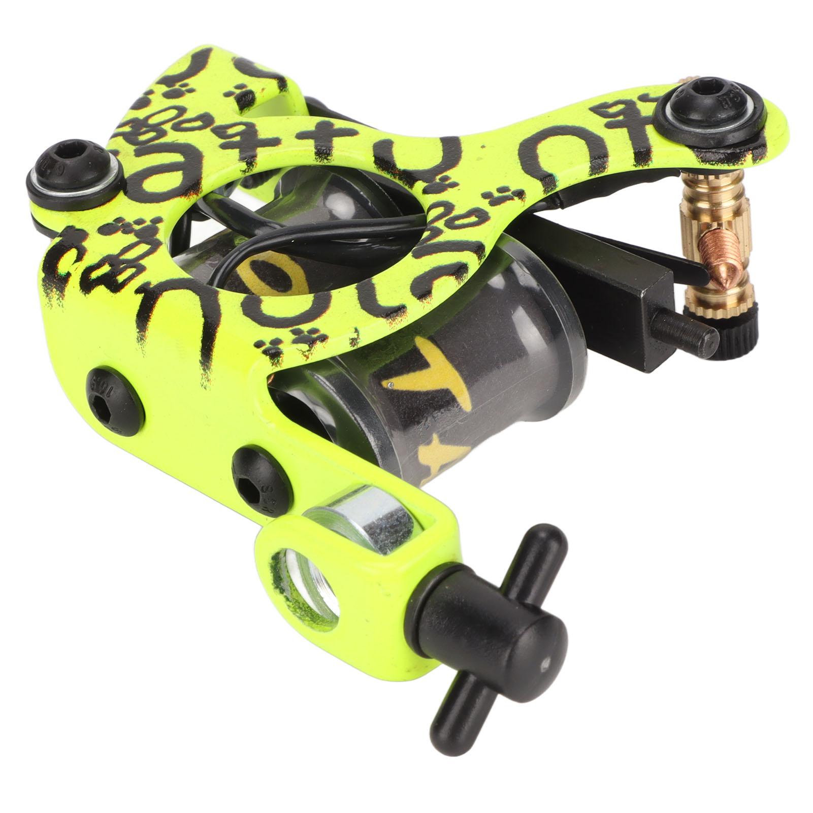 

10 Wraps Coil Tattoo Machine Lemon Yellow Electroplating Iron Frame Liner Tattoo Machine for Novice