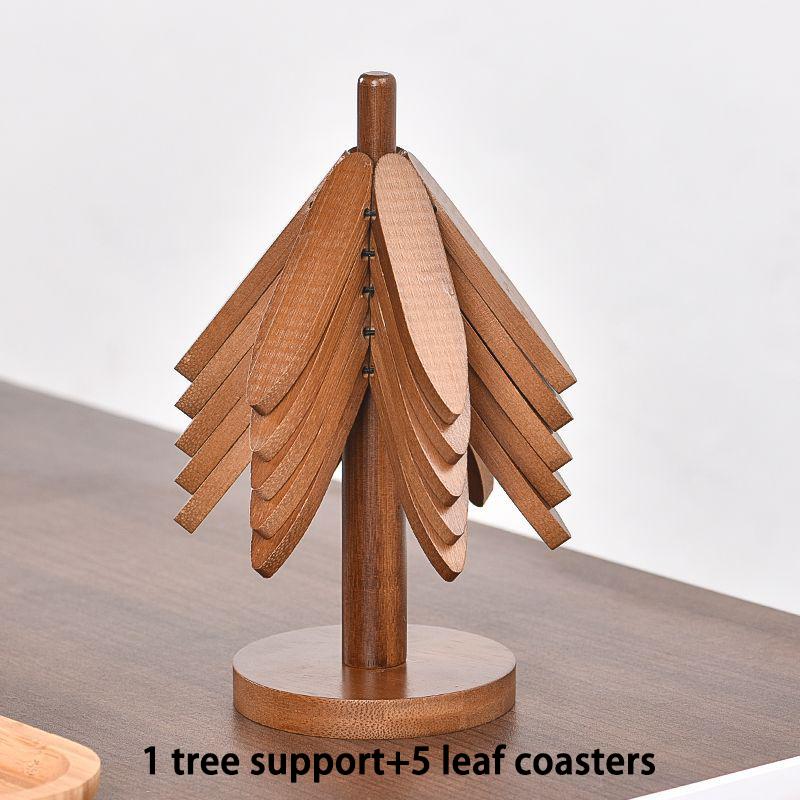Bamboo Trivet Set And Coasters Heat Resistant Natural Wood Grain Desktop Decoration Pot Holder for Hot Pots Tea Pots.